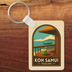 Reise nach Koh Samui Island Thailand im Retro-Stil Schlüsselanhänger