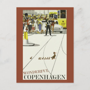 Reise nach Kopenhagen Dänemark Enten Vintage Postkarte