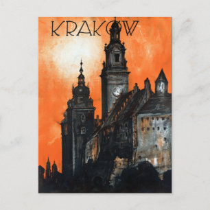 Reise nach Krakau Polen Vintage Postkarte