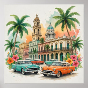 Reise nach Kuba - Grüße aus Havanna Vintage Poster