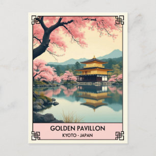 Reise nach Kyoto Japan Goldener Pavillon Vintage Postkarte
