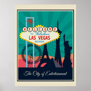 Reise nach Las Vegas Nevada im Vintage-Stil Poster