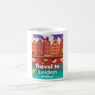 Reise nach Leiden Holland Cartoon-Reiseposter Kaffeetasse