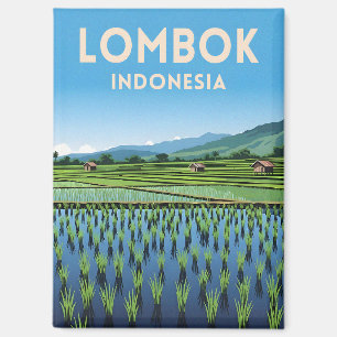 Reise nach Lombok Indonesien Retro-Landschaft Magnet