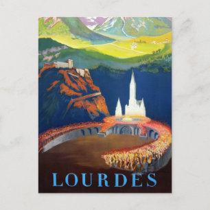 Reise nach Lourdes Frankreich Vintage Postkarte