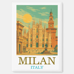 Reise nach Mailand Italien im Vintage-Stil Retro Magnet