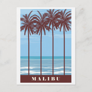 Reise nach Malibu Kalifornien Ozean Palme Vintage Postkarte