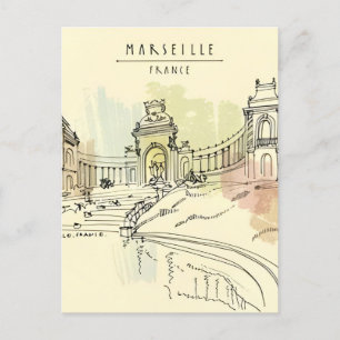 Reise nach Marseille Frankreich im Retro-Stil, Vin Postkarte