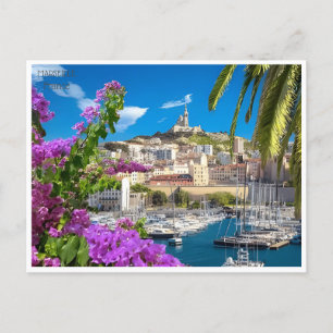 Reise nach Marseille Frankreich im Retro-Stil, Vin Postkarte
