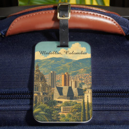 Reise nach Medellín Kolumbien Stadtlandschaft Vint Gepäckanhänger