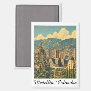 Reise nach Medellín Kolumbien Stadtlandschaft Vint Magnet