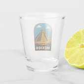 Reise nach Mexiko Azteken-Pyramide Retro-Szene Schnapsglas (Rückseite)