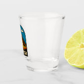 Reise nach Mexiko Azteken-Pyramide Retro-Szene Schnapsglas (Rechts)