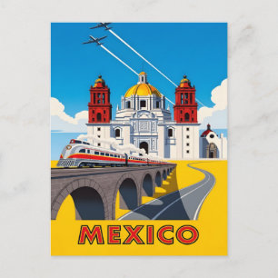 Reise nach Mexiko im Vintage-Stil Ankündigungspostkarte