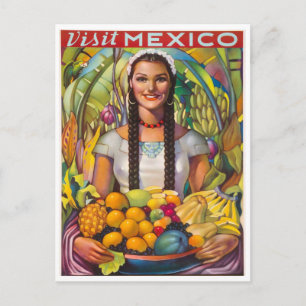 Reise nach Mexiko mit Obst Vintage Postkarte