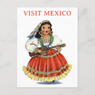 Reise nach Mexiko Vintage Mexikanerin Postkarte