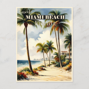 Reise nach Miami Beach Florida im Vintage-Stil Postkarte
