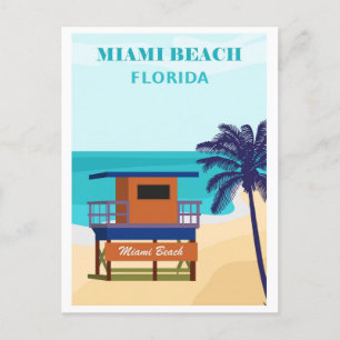 Reise nach Miami Beach Florida im Vintage-Stil Postkarte