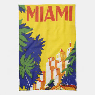Reise nach Miami Florida im Vintage-Stil Geschirrtuch