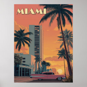 Reise nach Miami Florida im Vintage-Stil Poster