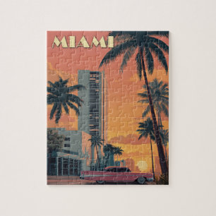 Reise nach Miami Florida im Vintage-Stil Puzzle