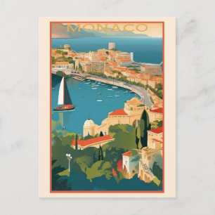Reise nach Monaco Monte Carlo Vintage Postkarte