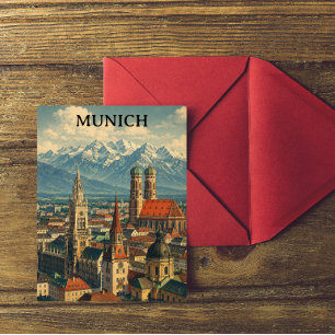 Reise nach München Deutschland im Vintage-Stil Postkarte