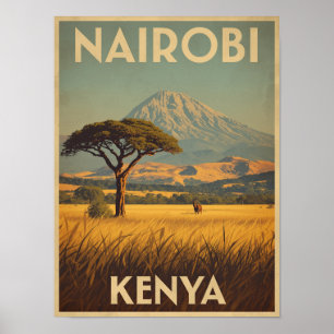 Reise nach Nairobi im Vintage-Stil Poster