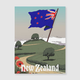 Reise nach Neuseeland Vintage  Magnetkarte