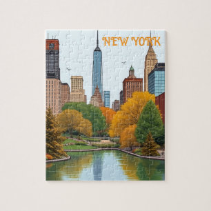 Reise nach New York City Central Park im Vintage-S Puzzle