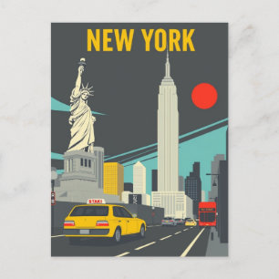 Reise nach New York City - Ikonische NYC-Sehenswür Postkarte