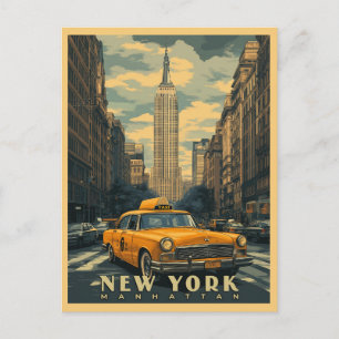 Reise nach New York City im Vintage-Stil Postkarte