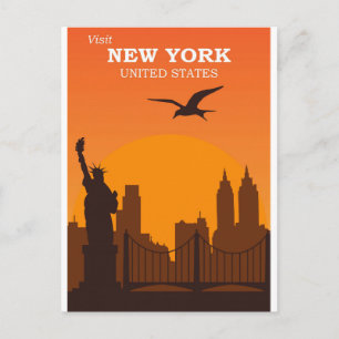 Reise nach New York City Vintage Stadt Skyline Postkarte