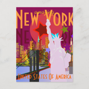 Reise nach New York im Vintage-Stil Postkarte
