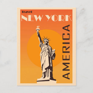Reise nach New York Statue of Liberty im Vintage-S Postkarte