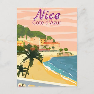 Reise nach Nizza Frankreich Côte d'Azur im Vintage Postkarte