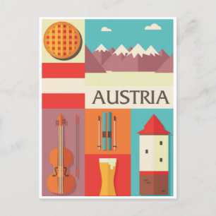 Reise nach Österreich im Winter Aquarell Vintage Postkarte