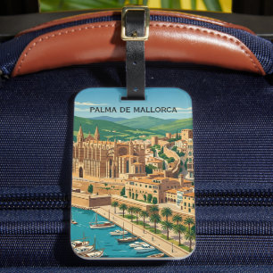 Reise nach Palma de Mallorca im Vintage-Stil Gepäckanhänger