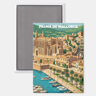 Reise nach Palma de Mallorca im Vintage-Stil Magnet