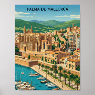 Reise nach Palma de Mallorca im Vintage-Stil Poster