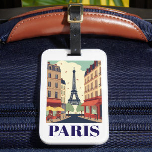 Reise nach Paris Eiffelturm Blick Vintage Gepäckanhänger
