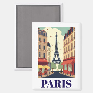 Reise nach Paris Eiffelturm Blick Vintage Magnet