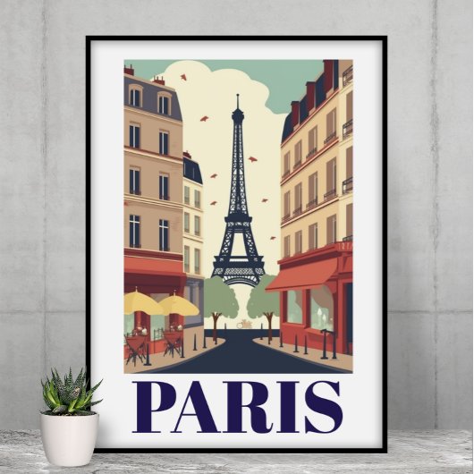 Reise nach Paris Eiffelturm Blick Vintage Poster