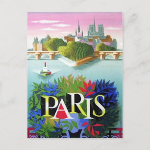 Reise nach Paris Frankreich im Vintage-Stil Postkarte