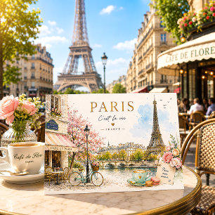 Reise nach Paris Frankreich Vintage Romantische Wa Feiertagspostkarte