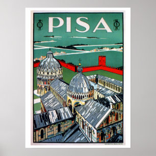 Reise nach Pisa, Italien, Vintage 1920er Jahre Poster