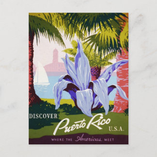 Reise nach Puerto Rico im Vintage-Stil - Tropical Postkarte