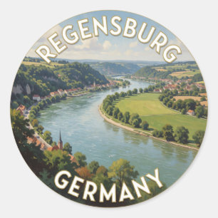 Reise nach Regensburg Deutschland Altstadt Runder Aufkleber