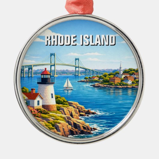 Reise nach Rhode Island Ornament Aus Metall (Vorne)