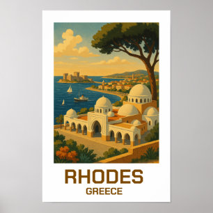 Reise nach Rhodos Griechenland Vintage Poster